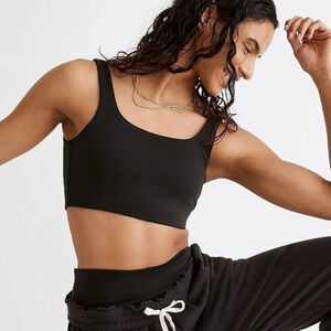 NWOT Madewell MWL Flex Square Neck Sports Bra Black ND875